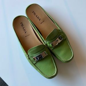 Prada Mule Driving Loafers in Green